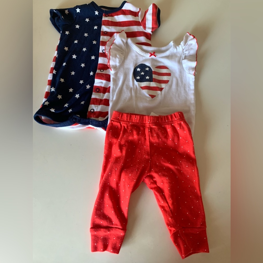 Carter's Red White Blue Patriotic Baby One-Piece Set